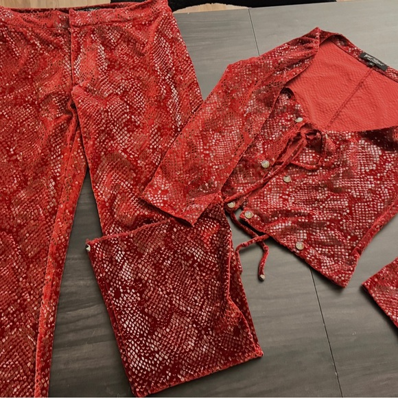 Betsey Johnston Red Snake Print Two-Piece Set - Picture 2 of 3